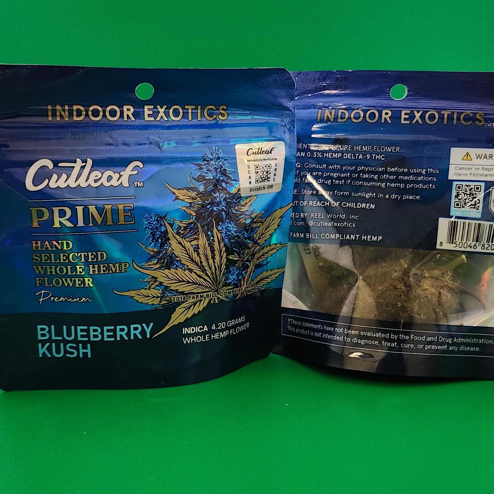 Cutleaf | 4.2g Prime THC Hemp Flower | Blueberry Kush | Indica | Green ...